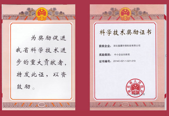 湖北省科学技术奖励证书